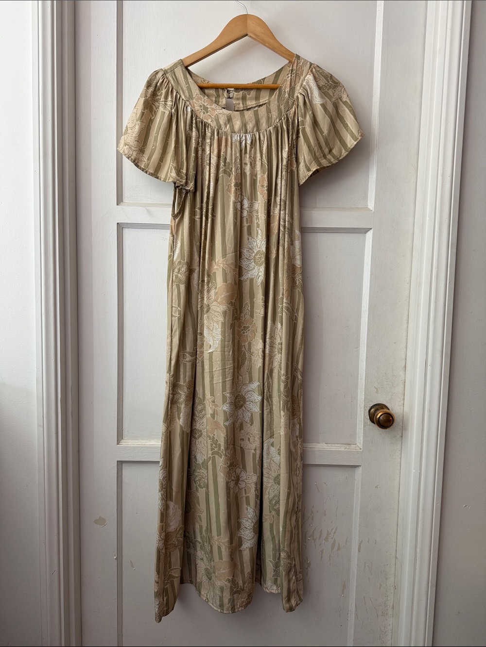 Natalie Martin Beige Floral Maxi Dress